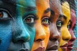 © julija - powerful mural depicting diverse faces united in call for equality vibrant colors and bold typography convey urgency of civil rights movement urban setting