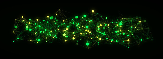 Sticker - Business futuristic backdrop. Network connection structure cyberspace with moving particles. Abstract cyber security background. 3D rendering.