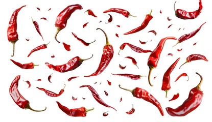 Sticker - Red Hot Chili Peppers Falling On White Background