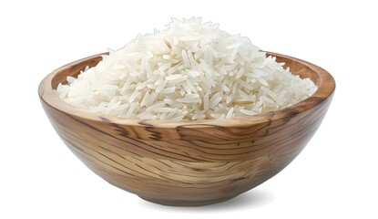 Wall Mural - White Rice in Wooden Bowl