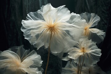 Wall Mural - Delicate White Flowers Against a Dark Background