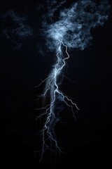 Poster - A sudden burst of electricity illuminates the dark sky, surrounded by puffy white clouds