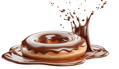 Wall Mural - Chocolate donut with splash