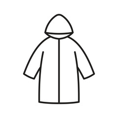 Raincoat icon with a hood, isolated on a white background.