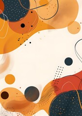 Wall Mural - Abstract Art with Orange and Black Shapes