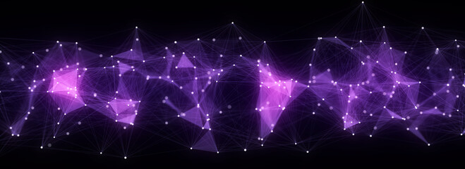 Poster - Business futuristic backdrop. Network connection structure cyberspace with moving particles. Abstract cyber security background. 3D rendering.