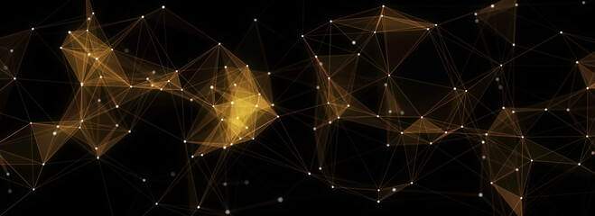 Poster - Business futuristic backdrop. Network connection structure cyberspace with moving particles. Abstract cyber security background. 3D rendering.