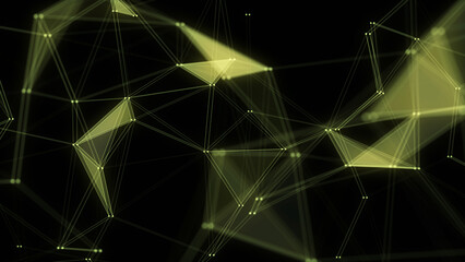 Poster - Business futuristic backdrop. Network connection glitch structure cyberspace with moving particles. Abstract cyber security background. 3D rendering.