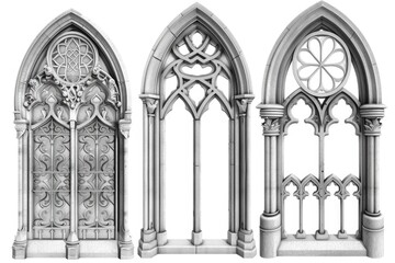 Poster - A detailed illustration of a gothic-style window with intricate stone carvings and pointed arches