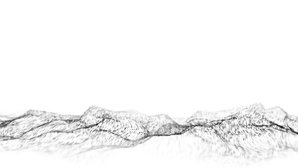 Poster - Digital technology wave. Light cyberspace with motion dots. Futuristic digital background artificial intelligence. Big data analytics. 3d rendering.