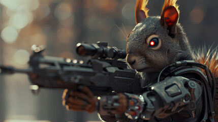 squirrel robot with gun