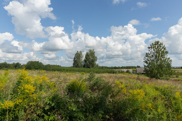 Typical eastern Europe countryside landscape view in summer time