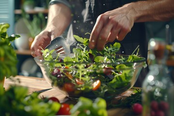 Wall Mural - Fresh Salad Preparation