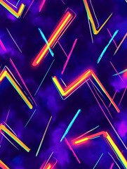 Canvas Print - Abstract neon geometric pattern on purple background.