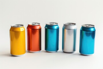 Poster - A collection of soda cans arranged neatly, perfect for a background or still life shot
