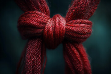 Aufkleber - A red thread woven through a tapestry, holding together the fragments of a life, symbolizing the resilience of connection,