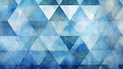 Poster - Abstract Blue Triangles Watercolor