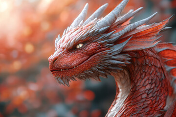 Fototapete - A powerful red dragon, embodying the strength and resilience of ancient wisdom and inner fire,
