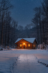 Poster - A starry night in the wilderness, with the whispers of the wild heard in the distant calls of nocturnal creatures,