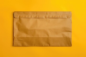 Poster - A simple brown paper bag sits on a bright yellow background, ready for use or display