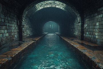Fototapete - A hidden spring where the Conclave of the Croakers holds a ceremonial croaking session, echoing through the night,