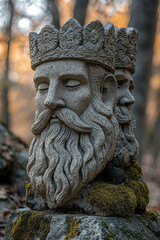 Aufkleber - A sacred grove deep in the forest, protected by the Forest Sentinels--statues of powerful animal spirits,