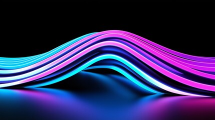 Poster - a long, colorful line that is purple, blue, and pink. the line is curved and he is moving