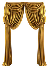 Poster - PNG Elegant golden draped curtains