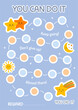 © Yana - Printable rainbow reward chart. Chore chart for toddler. Sticker reward chart. Behavior for kids. Reward and achievement. Potty training chart.