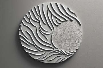 Poster - Abstract White Circle with Carved Patterns