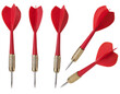 © tohceenilas - A vibrant collection of red darts with metal tips, ideal for sporting events and game nights, showcasing fun and competition.