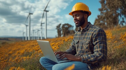 Poster - He is looking at the screen and he is focused on his work