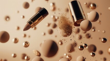 Poster - Close-up shot of a lipstick surrounded by soap bubbles