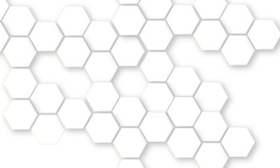 Poster - Abstract white hexagonal geometric background with shadow. Luxury white 3D futuristic honeycomb mosaic white background. Abstract white lines background. Vector Illustration.