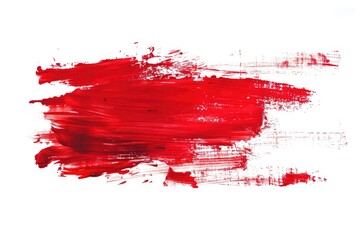 Poster - Single red brush stroke against white background, ideal for graphics and design projects