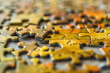 Poster - A close-up view of a single puzzle piece on a table