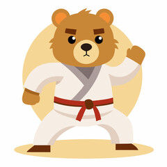 Wall Mural - cartoon illustration karate bear in kimono