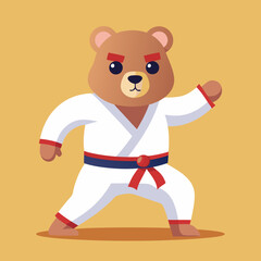 Wall Mural - cartoon illustration karate bear in kimono