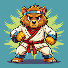 Wall Mural - cartoon illustration karate bear in kimono