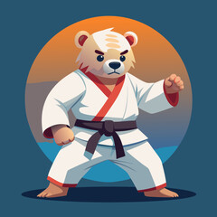 Wall Mural - cartoon illustration karate bear in kimono