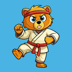 Wall Mural - cartoon illustration karate bear in kimono