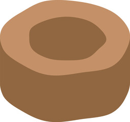 Poster - Round piece of wood with a hole is isolated on white background