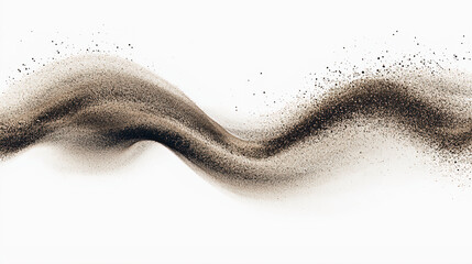 Poster - Wave of dark small sand particles on white background. Generative AI.