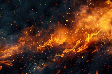 Leinwandbilder - A close-up shot of flames on a dark background, ideal for use in contexts where you need to convey warmth and intensity