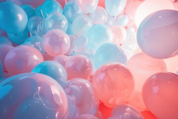 Poster - Colorful balloons suspended high in the sky, perfect for celebration or decoration