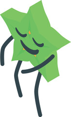 Canvas Print - Smiling green carambola character walking with closed eyes, exotic fruit icon, isometric vector illustration