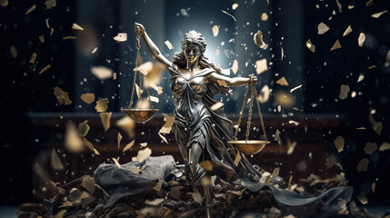 Canvas Print - Lady Justice Statue Temple