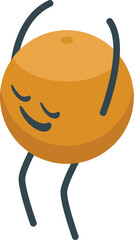 Wall Mural - Happy orange fruit cartoon character dancing with closed eyes