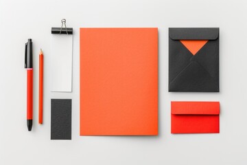 Aufkleber - Set of stationery items on a desk, includes pen, envelope and clipboard