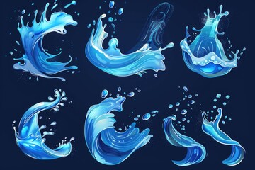 Poster - A splash of blue water on a black background